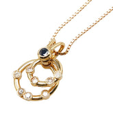 K18YG イエローゴールド サファイア ダイヤ 2連 リング ペンダントネックレス レディース 【中古】